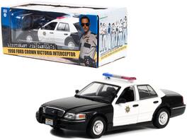 Greenlight - 1998 Ford Crown Victoria Police Interceptor Black & White "Reno Sheriff's Dept" Lieutenant Jim Dangle Reno 911 1/24 - Black And White