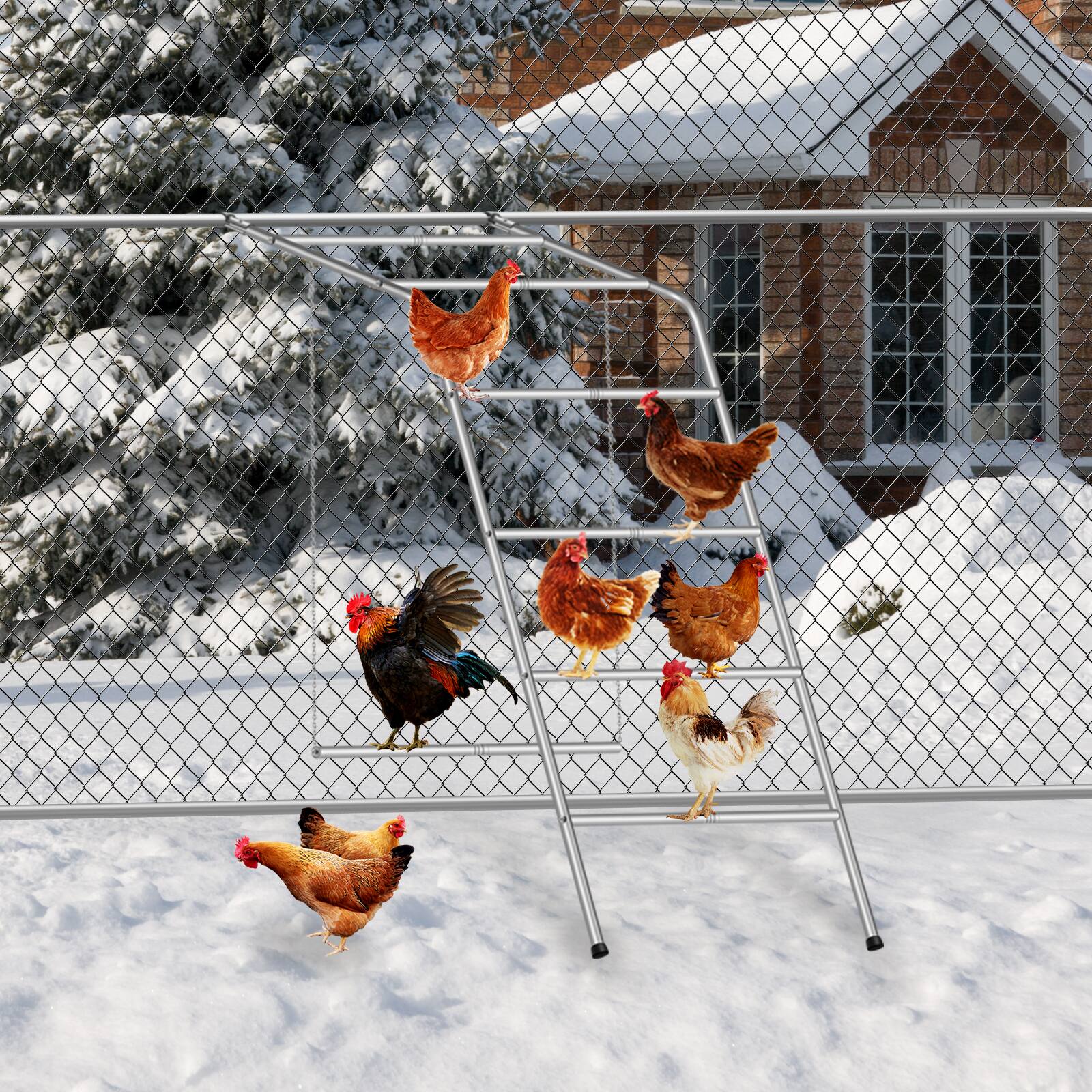 Front. Oumilen - Grey A-Frame Chicken Swing Set with Double Wooden Swings - Gray.