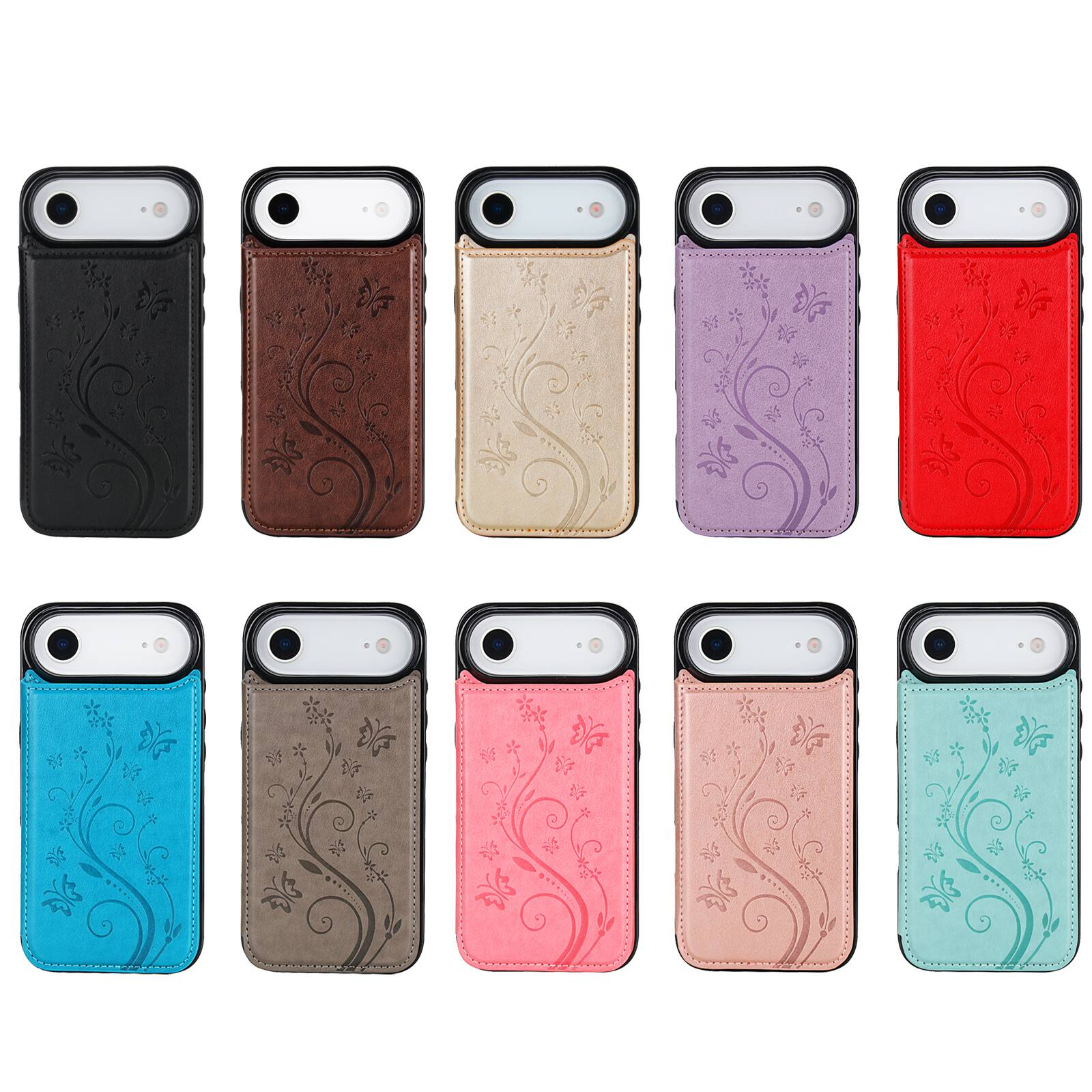 Alt View 5. Dteck - For Apple iPhone Air Wallet Case Flower Embossed Pattern PU Leather Card Slots Flip Kickstand Shockproof Cover - Pink.