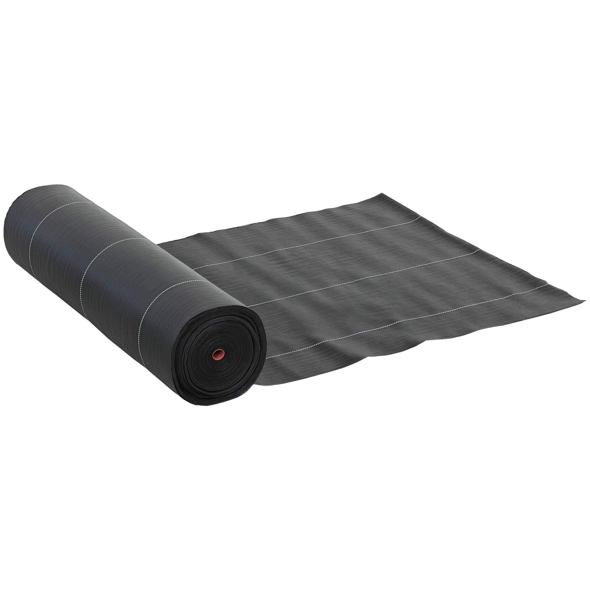 Front. Outsunny - 6FT x 300FT Weed Barrier Landscape Fabric Heavy Duty, 5oz Woven Weed Control Fabric - Black.