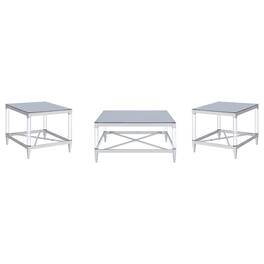 Coaster Co. of America - Lindley 3-piece Square Coffee and End Table Set Chrome - Silver