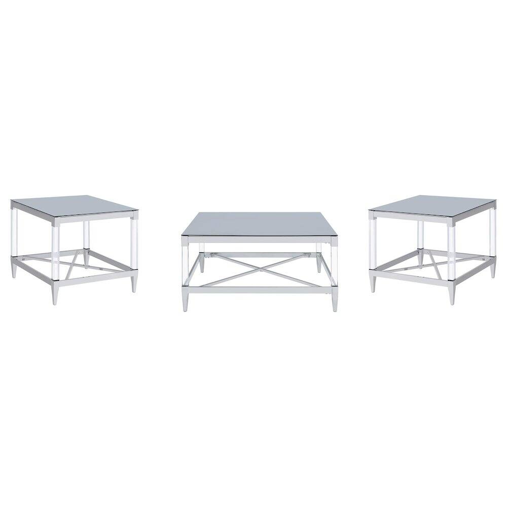 Front. Coaster Co. of America - Lindley 3-piece Square Coffee and End Table Set Chrome - Silver.