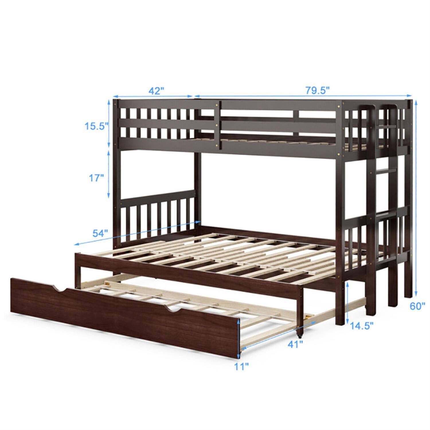Pefilos Twin Pull Out Bunk Beds with Ladder in the Steps and a Trundle ...