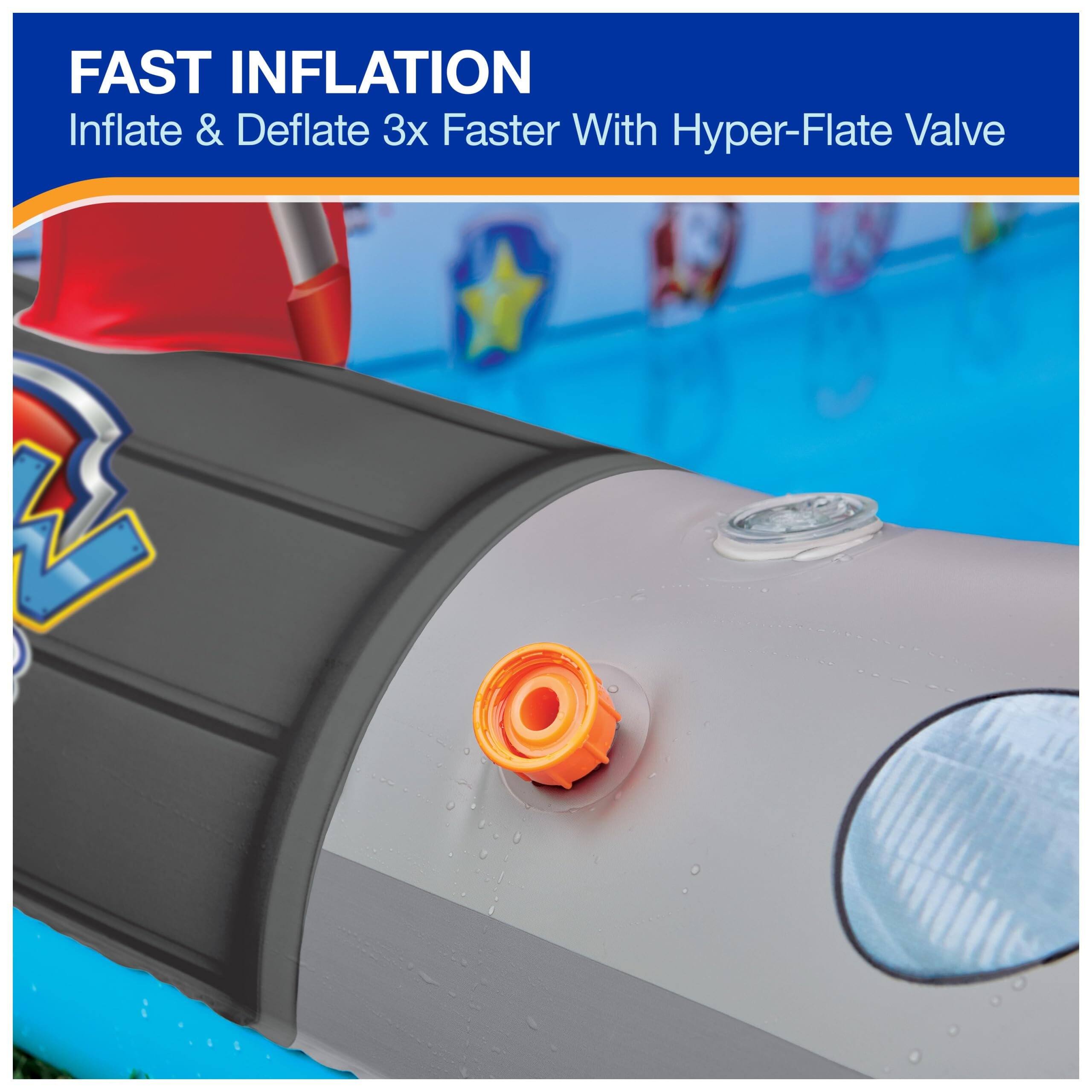 FAST INFLATION  
Inflate & Deflate 3x Faster With Hyper-Flate Valve