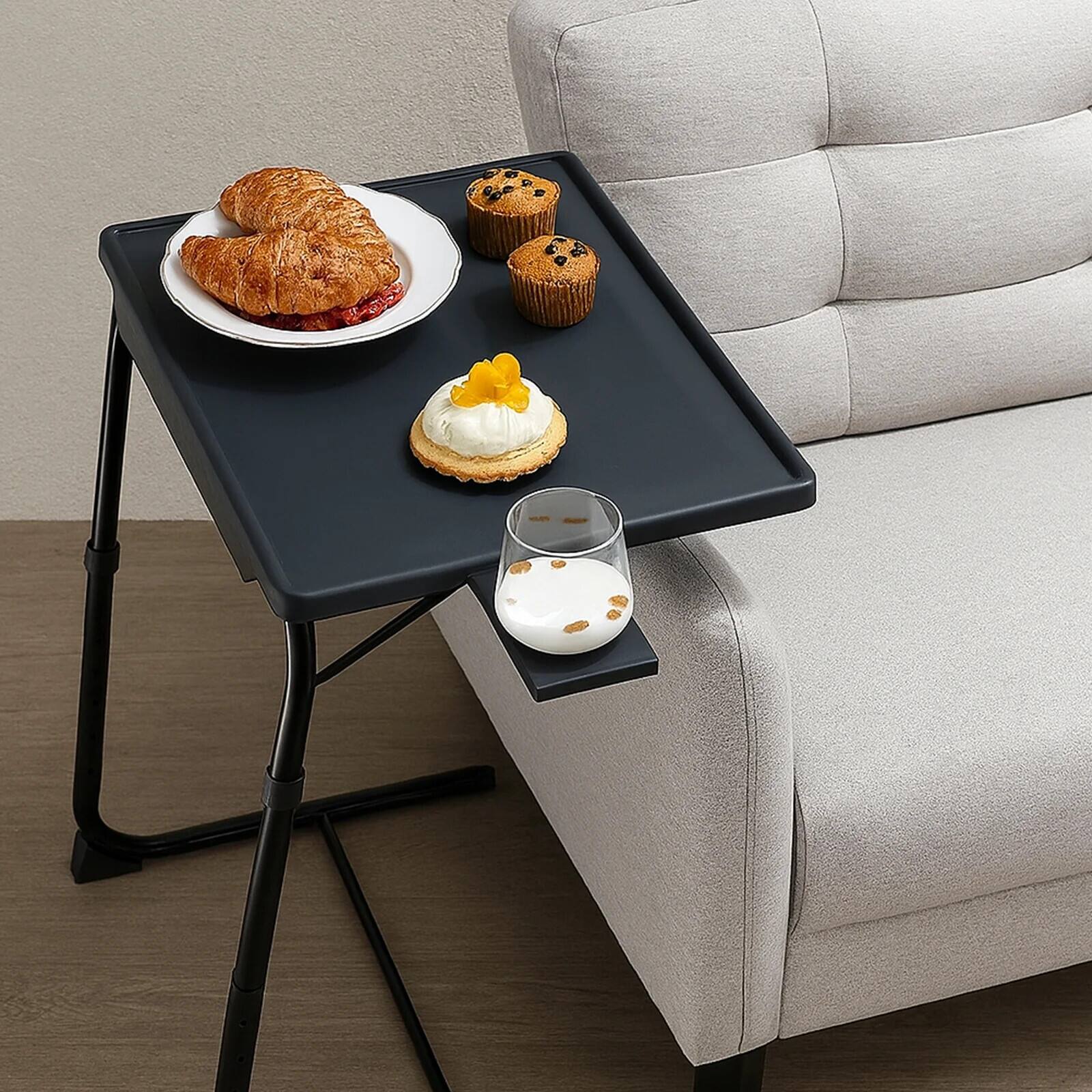 Alt View 4. HONGGE - Adjustable Folding TV Tray Table with Height and Angle Settings - Black.