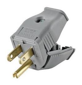 Leviton - Grounding Plug 15 Amp NEMA 5-15P Straight Blade 2-Pole 3-Wire 125V - Gray