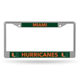 Rico Industries - Miami Hurricanes Lightweight Chrome Metal License Plate Frame - Multi