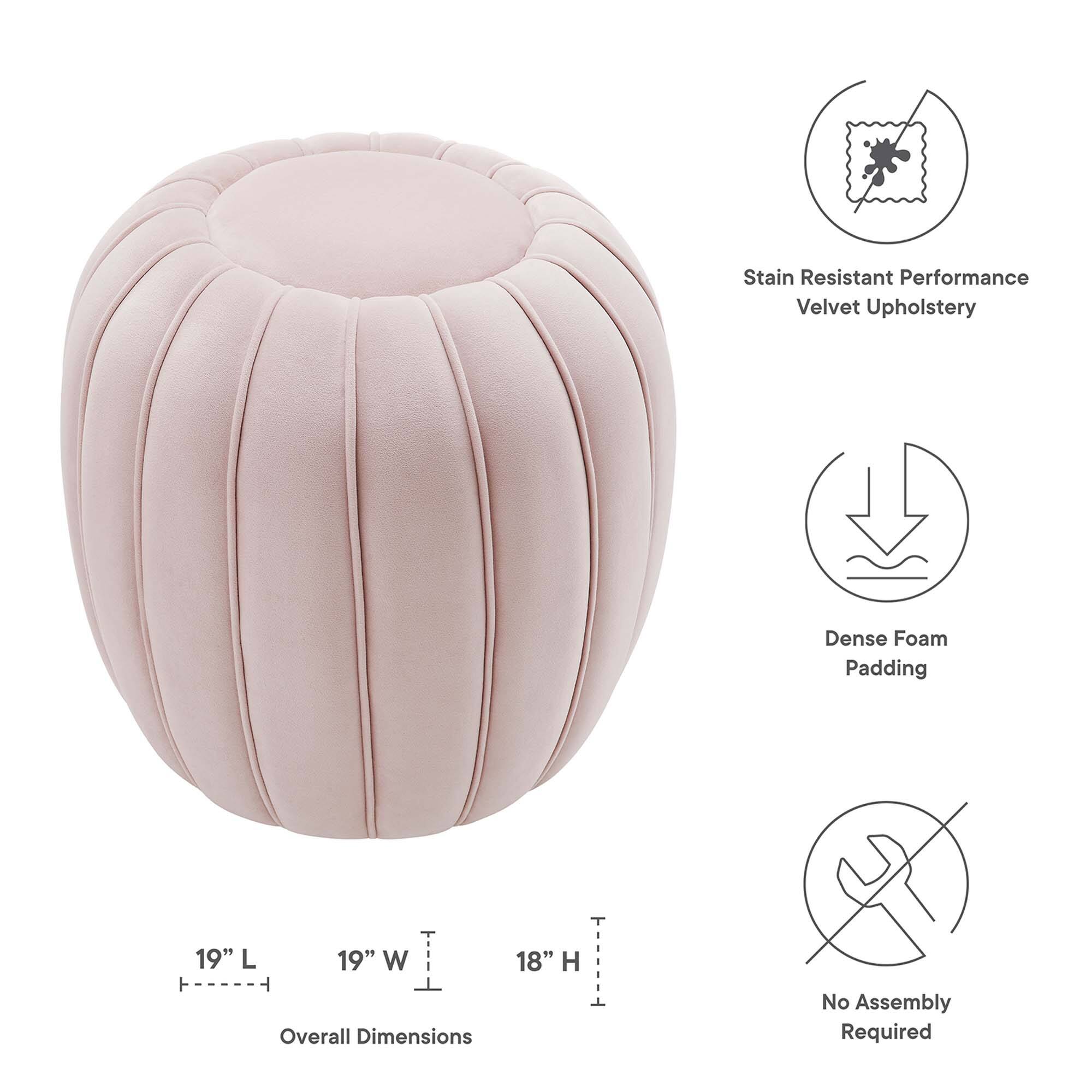 - Stain Resistant Performance Velvet Upholstery
- Dense Foam Padding
- Overall Dimensions: 19" L x 19" W x 18" H
- No Assembly Required
