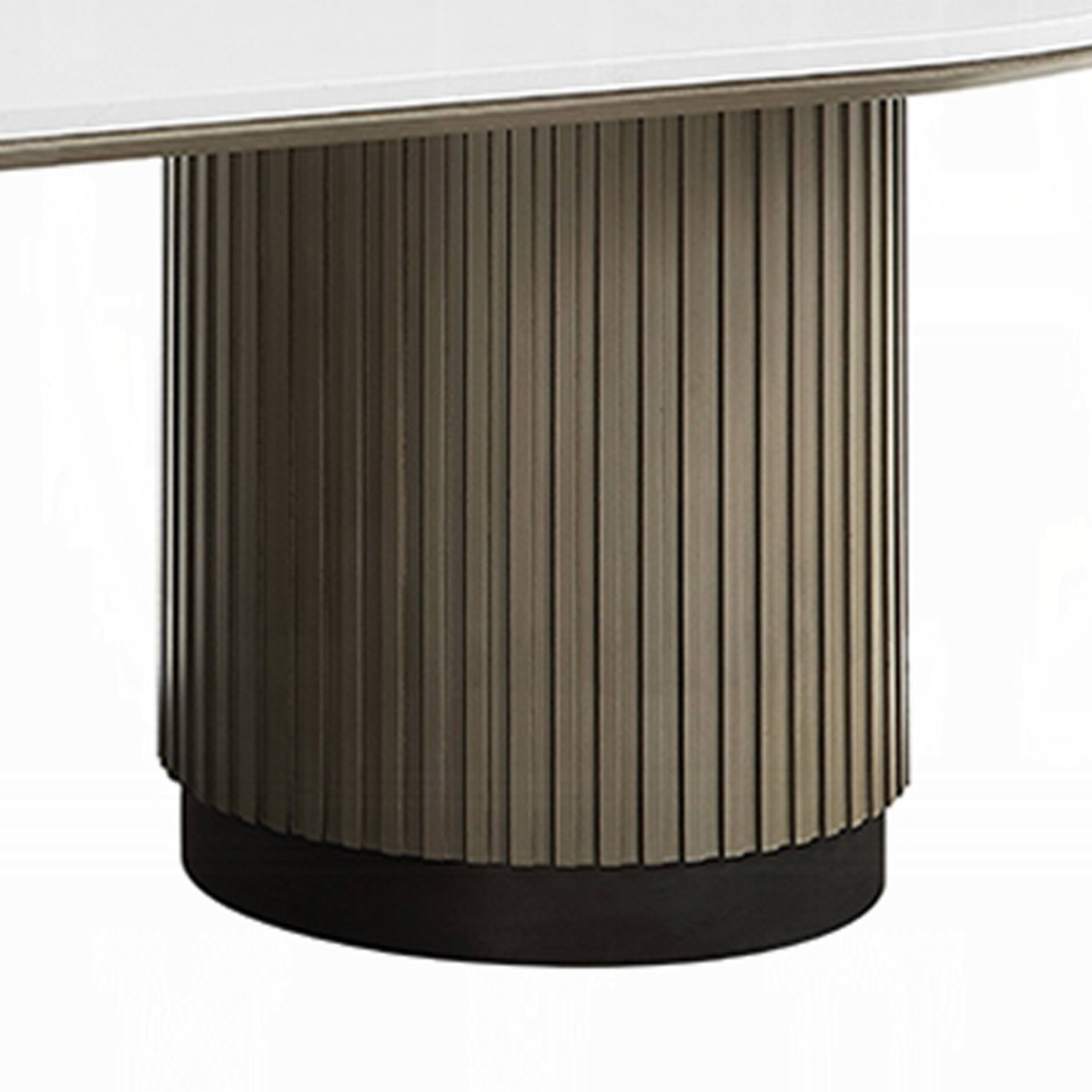 Alt View 4. Manhattan Lane - Jeh Coffee Table, 55 Inch White Oval Top, Dual Pedestal Base - White, Oak Brown, Black.