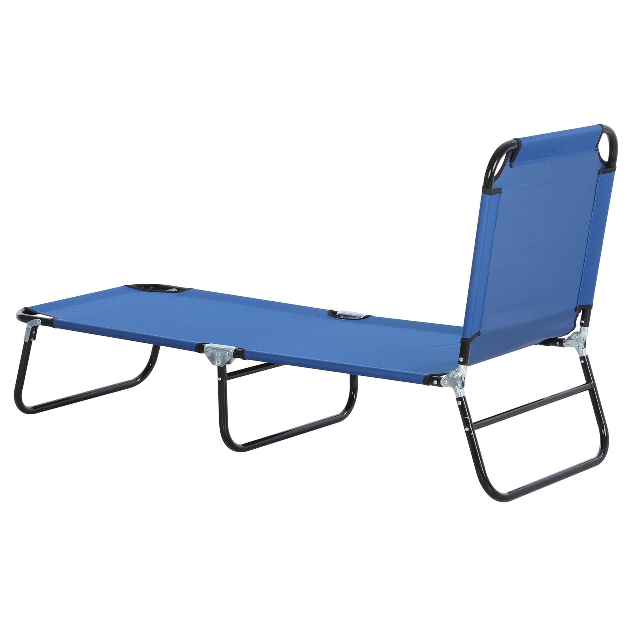 Outsunny - Chaise Lounge Pool Chairs, Outdoor Sun Tanning Chairs with 5-Level Reclining Back, Steel Frame for Beach, Yard - Blue