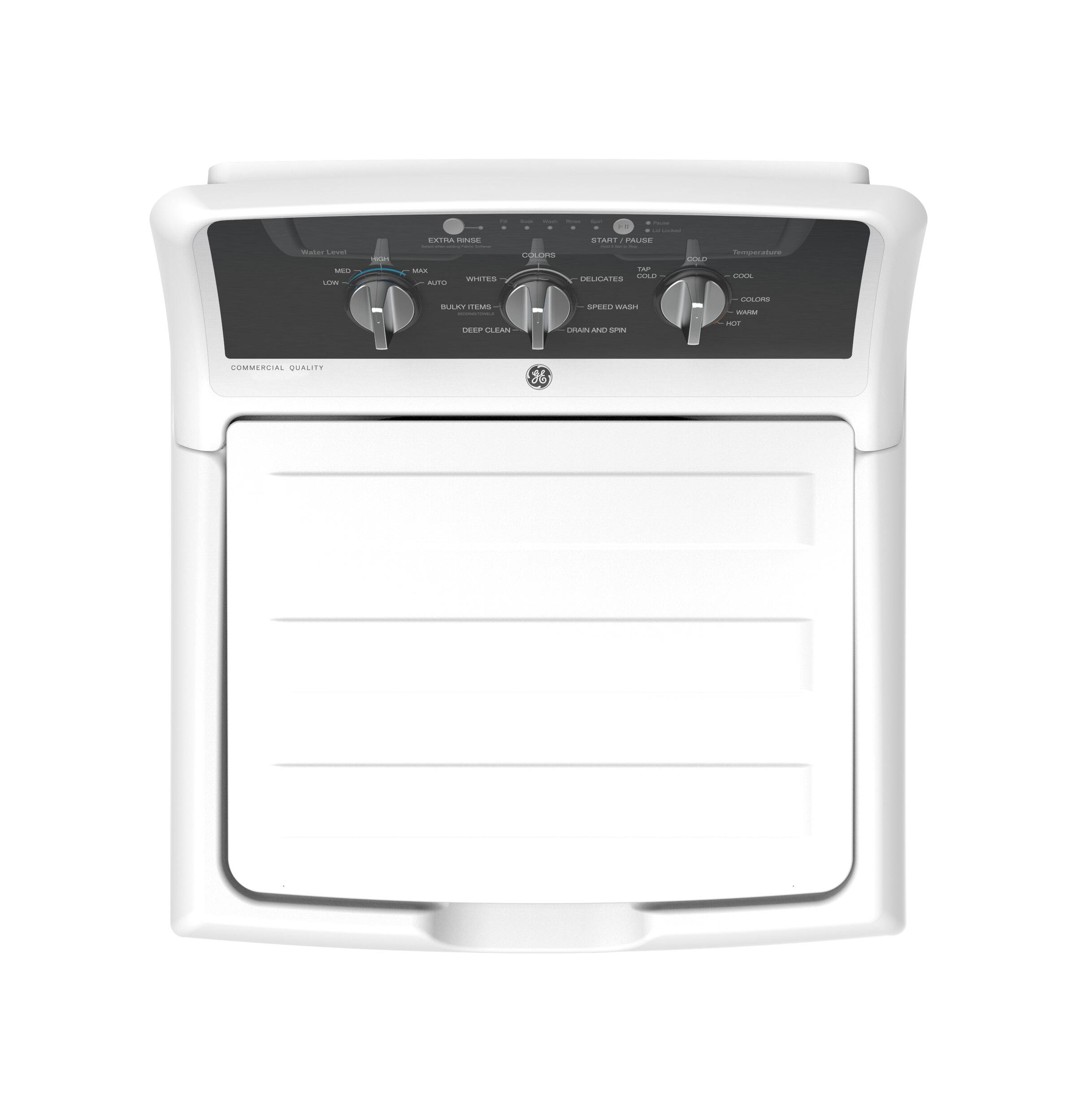 GE GE - 4.3 Cu. Ft. High-Efficiency Top Load Washer with 5 Year Limited Parts and Labor Warranty - White with Black Stainless Steel 16