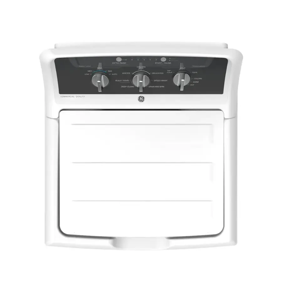 Alt View 23. GE - 4.3 Cu. Ft. High-Efficiency Top Load Washer with 5 Year Limited Parts and Labor Warranty - White with Black Stainless Steel.