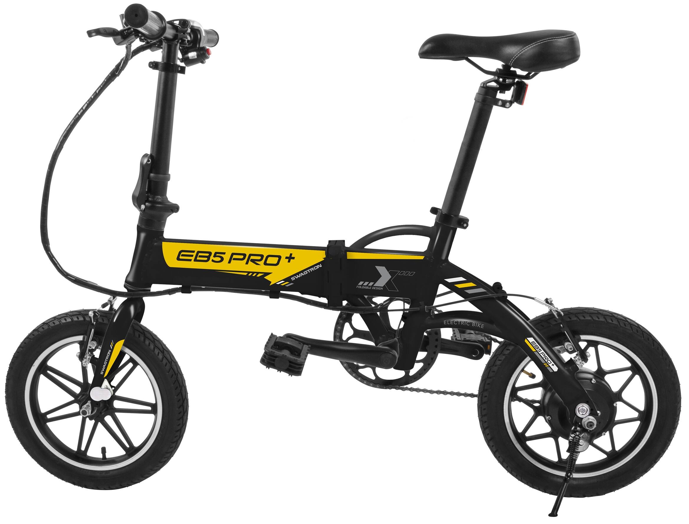 Front. Swagtron - EB-5 Plus Electric Bike w/ 16-mile Max Operating Range & 15 mph Max Speed - Black.