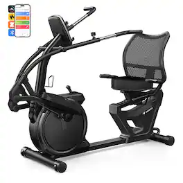 MERACH - Recumbent Exercise Bike for Seniors & Adults, Arm Swing Function, Exclusive App, LCD, Heart Rate Handle - Black