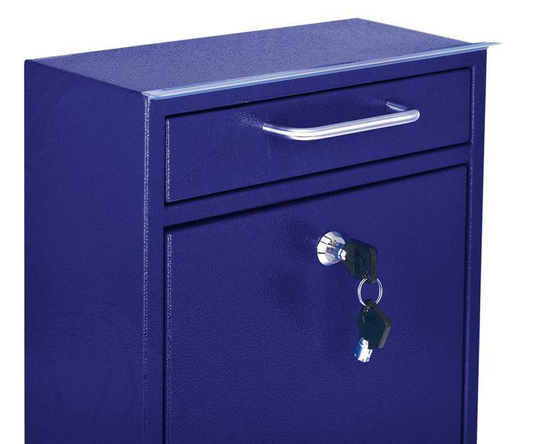 Alt View 6. AdirOffice - Medium Steel Wall-Mounted Drop Box Safe with Key Lock - Blue.