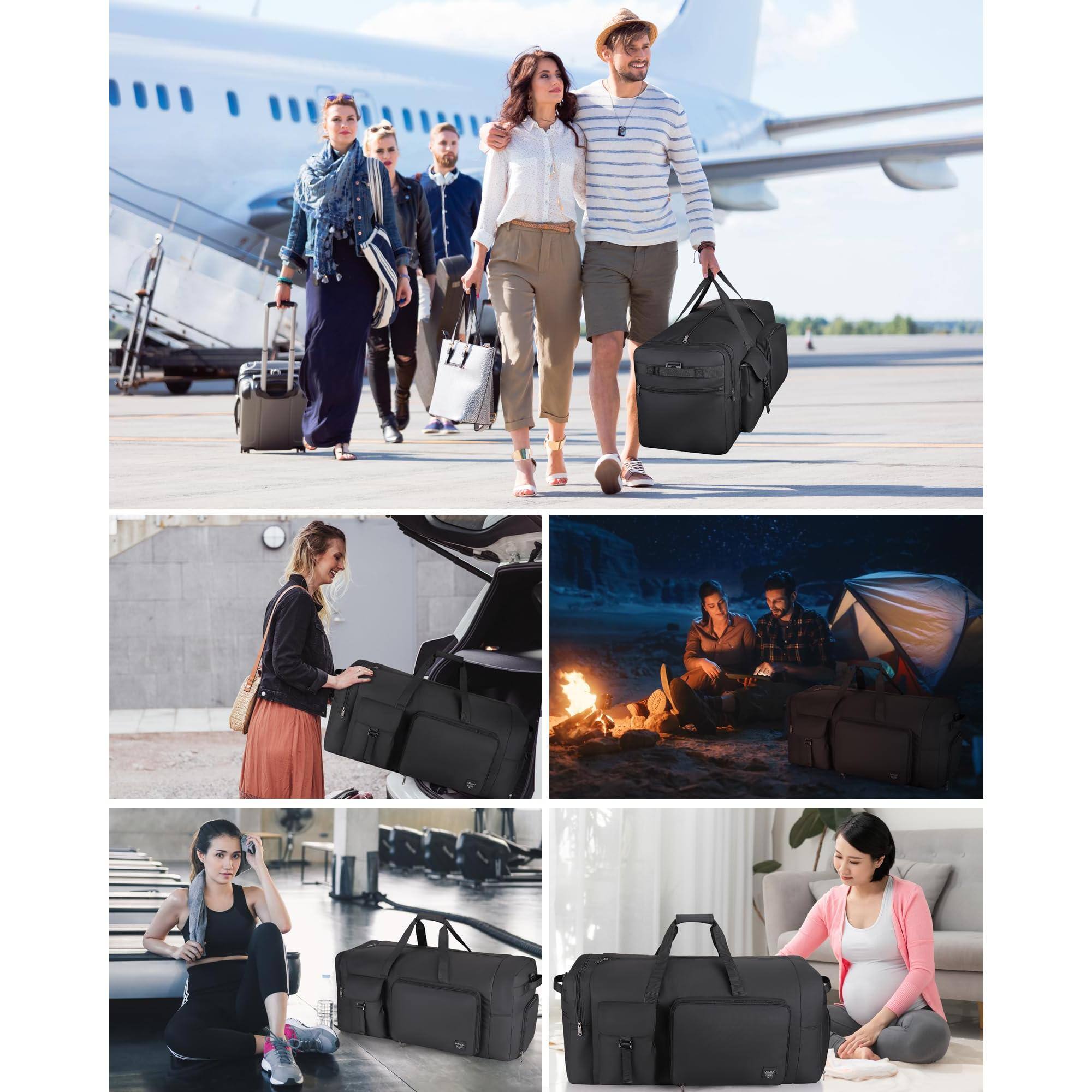 Alt View 8. Paradigms Interiors - Travel Duffle Bag For Men And Women 34" Large Traveling With Shoes Compartment Foldable Duffel Bags Waterpr... - Gray-120L.