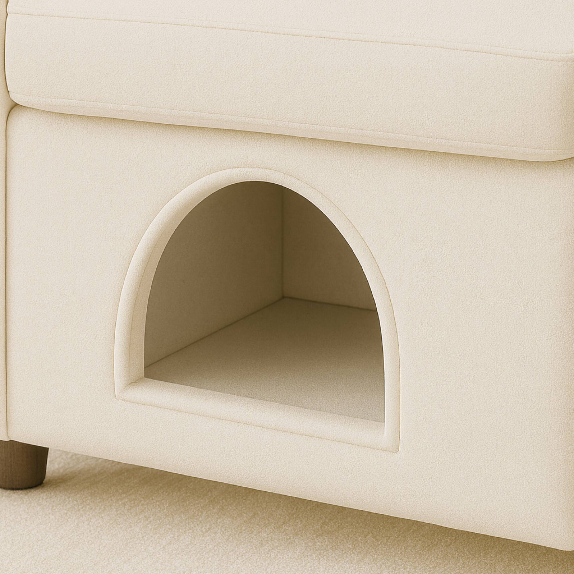 Alt View 4. GOODSILO - Pet-Friendly Bunny-Ear Armchair with Hidden Pet Compartment and Scratch-Resistant Upholstery for Cats and Small Dogs - Beige.