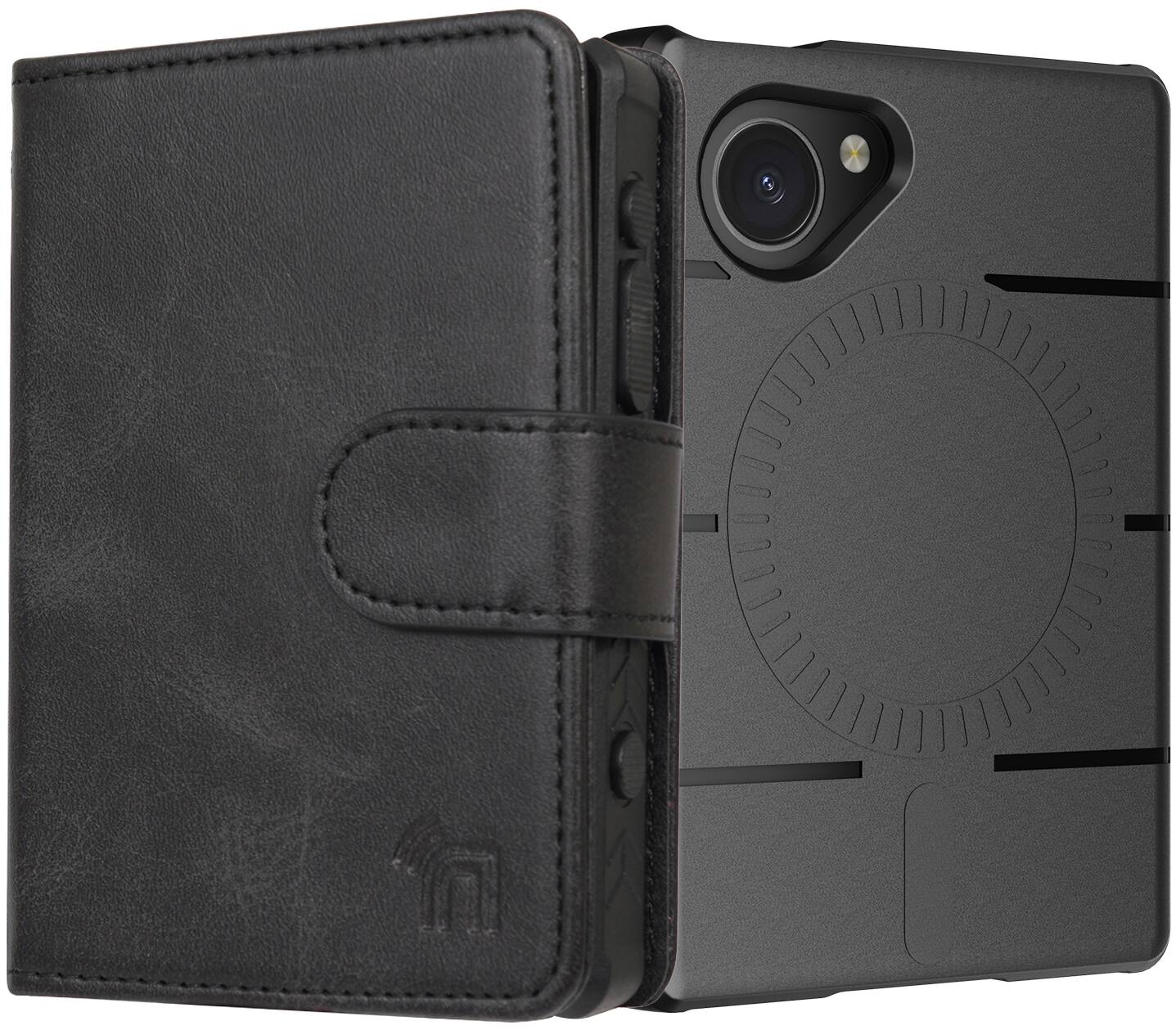 Front. Nakedcellphone - Combo for Light Phone III - Case and Wallet - Black.