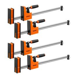 VEVOR - Bar Clamps for Woodworking, 4-Pack, 24" Opening F Clamps, 1500 lbs Load Limit, Clamp/Spreader 2 Modes, Soft Rubber Pads - Orange;Black