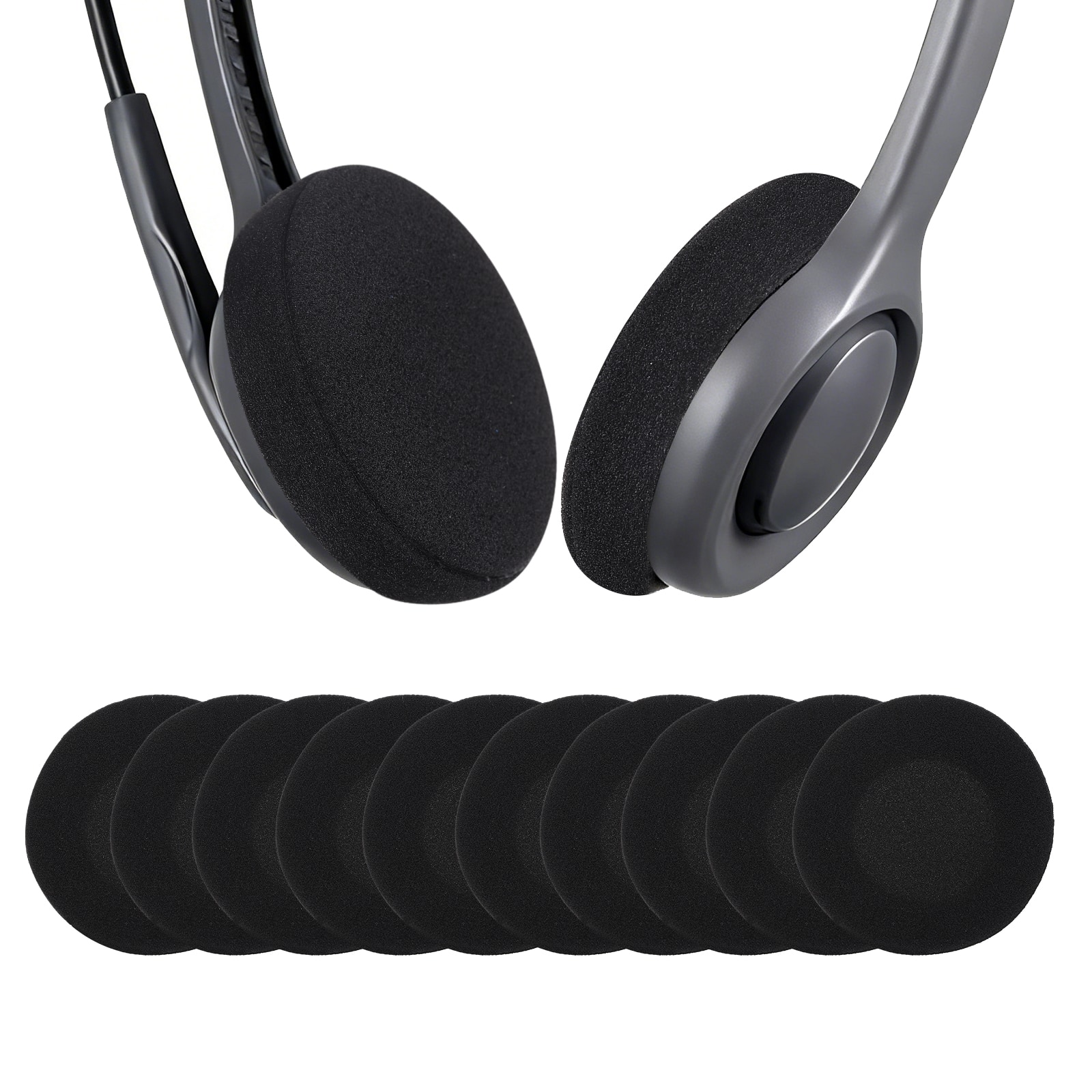 "Unique Bargains - 10pcs Foam Ear Pads (2.76""/70mm) - High Density Soft Sponge Covers for Music/Gaming, Fits Most Headsets - Black" price history on PriceWatchPro