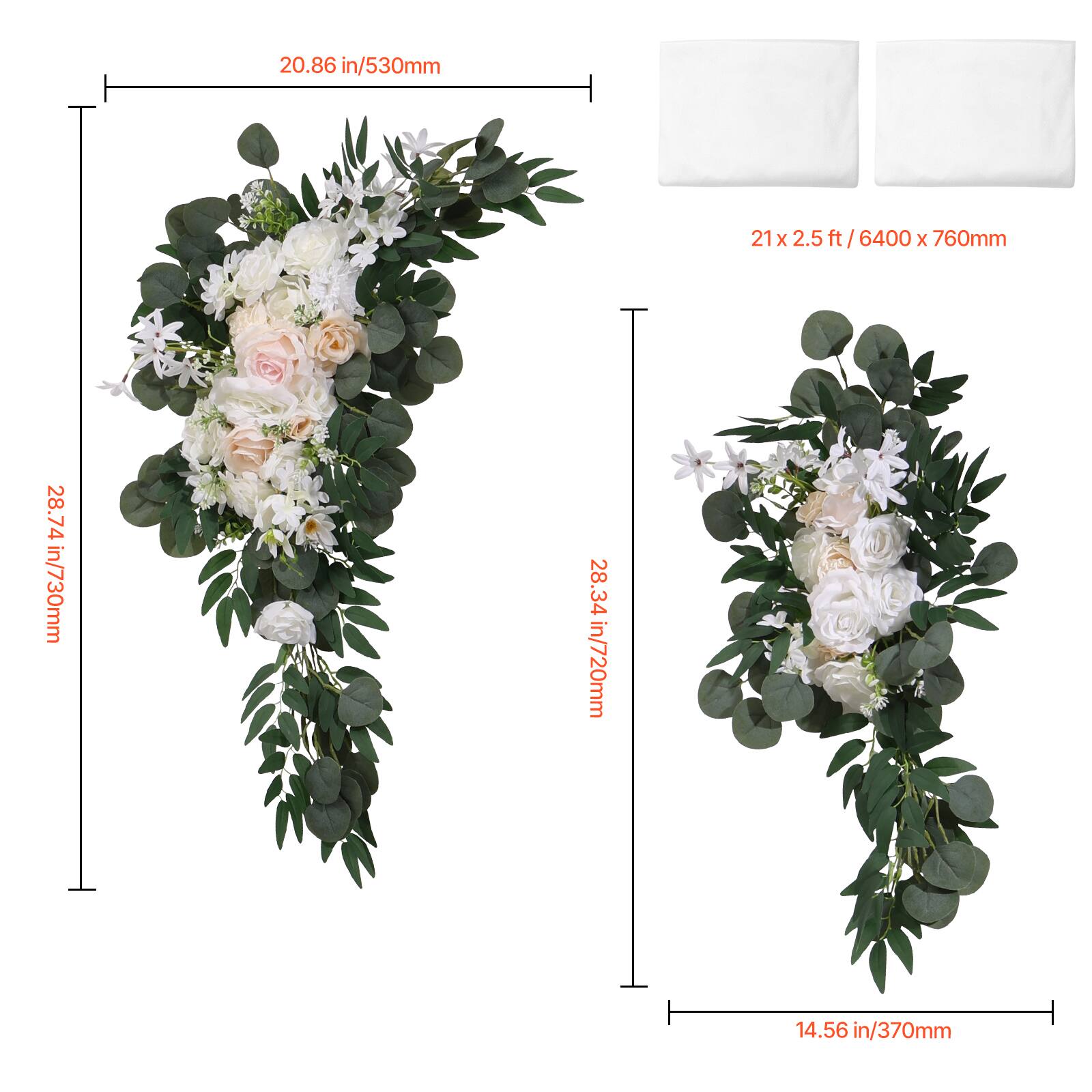 20.86 in/530mm  
21 x 2.5 ft/ 6400 x 760mm  
28.74 in/730mm  
28.34 in/720mm  
14.56 in/370mm