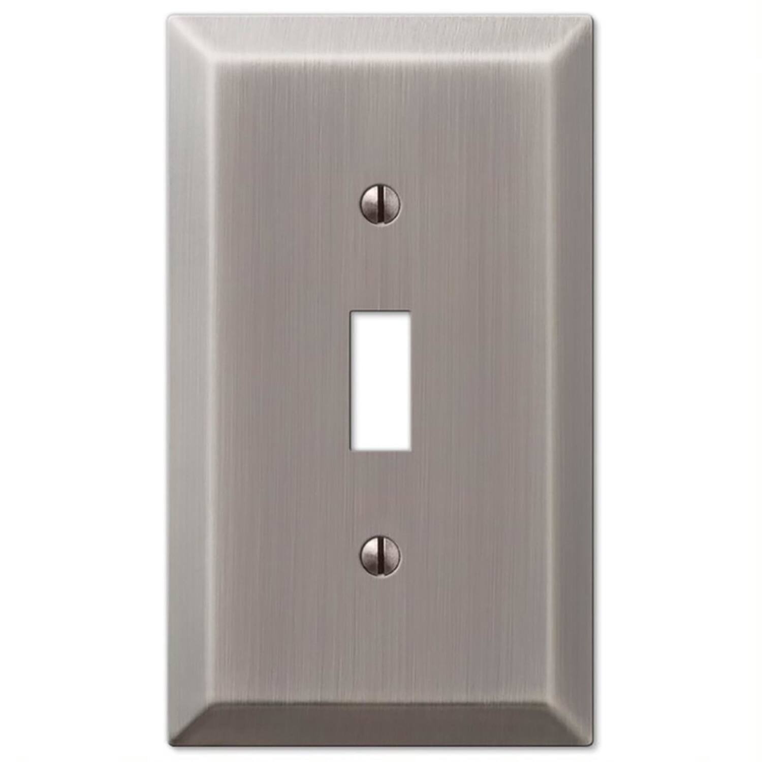 Angle. AMERELLE - Amerelle Century Antique Nickel 1 gang Stamped Steel Toggle Wall Plate 1 pk - Nickel.