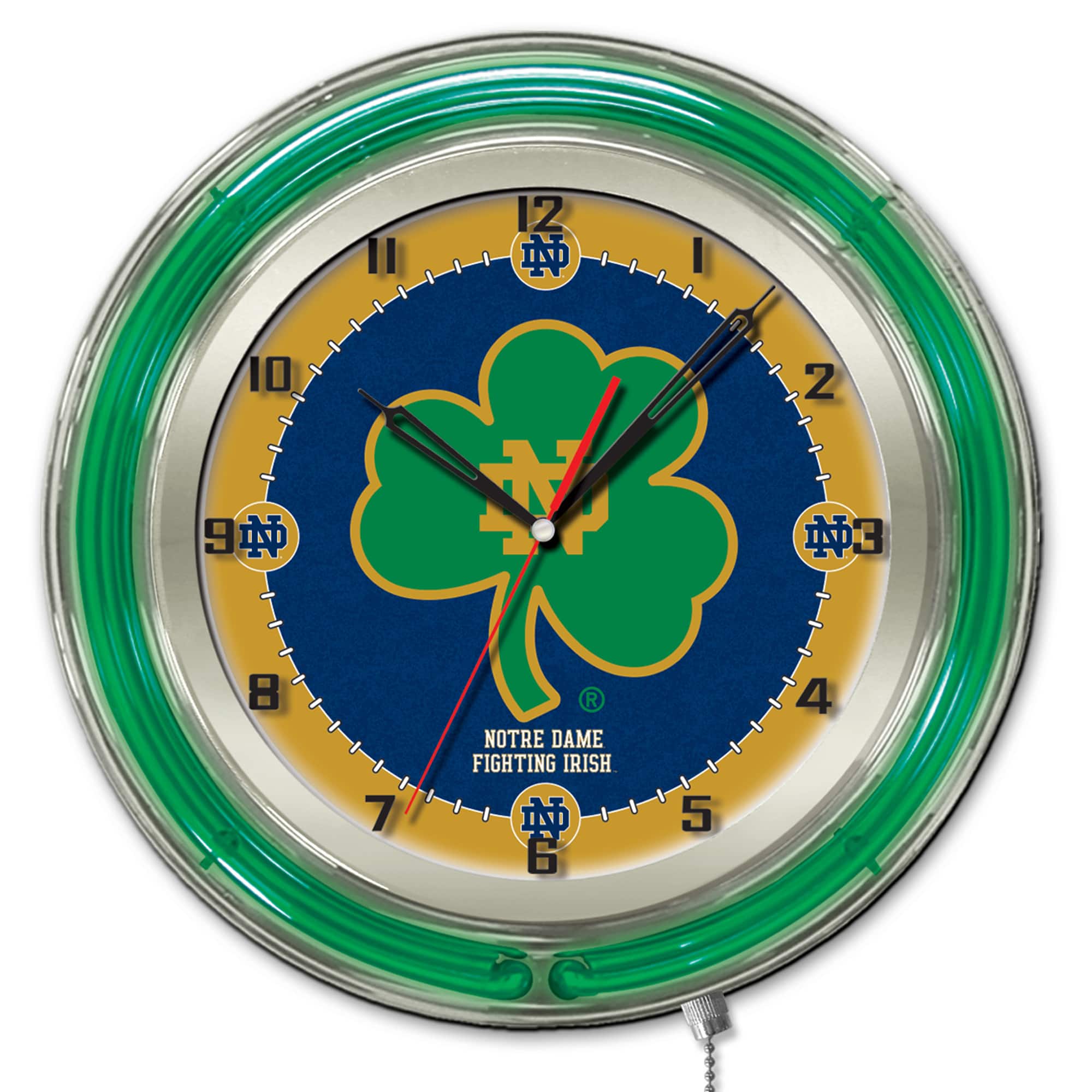 Holland Bar Stool Co. - Notre Dame Fighting Irish 19" Shamrock Neon Wall Clock - Multicolor