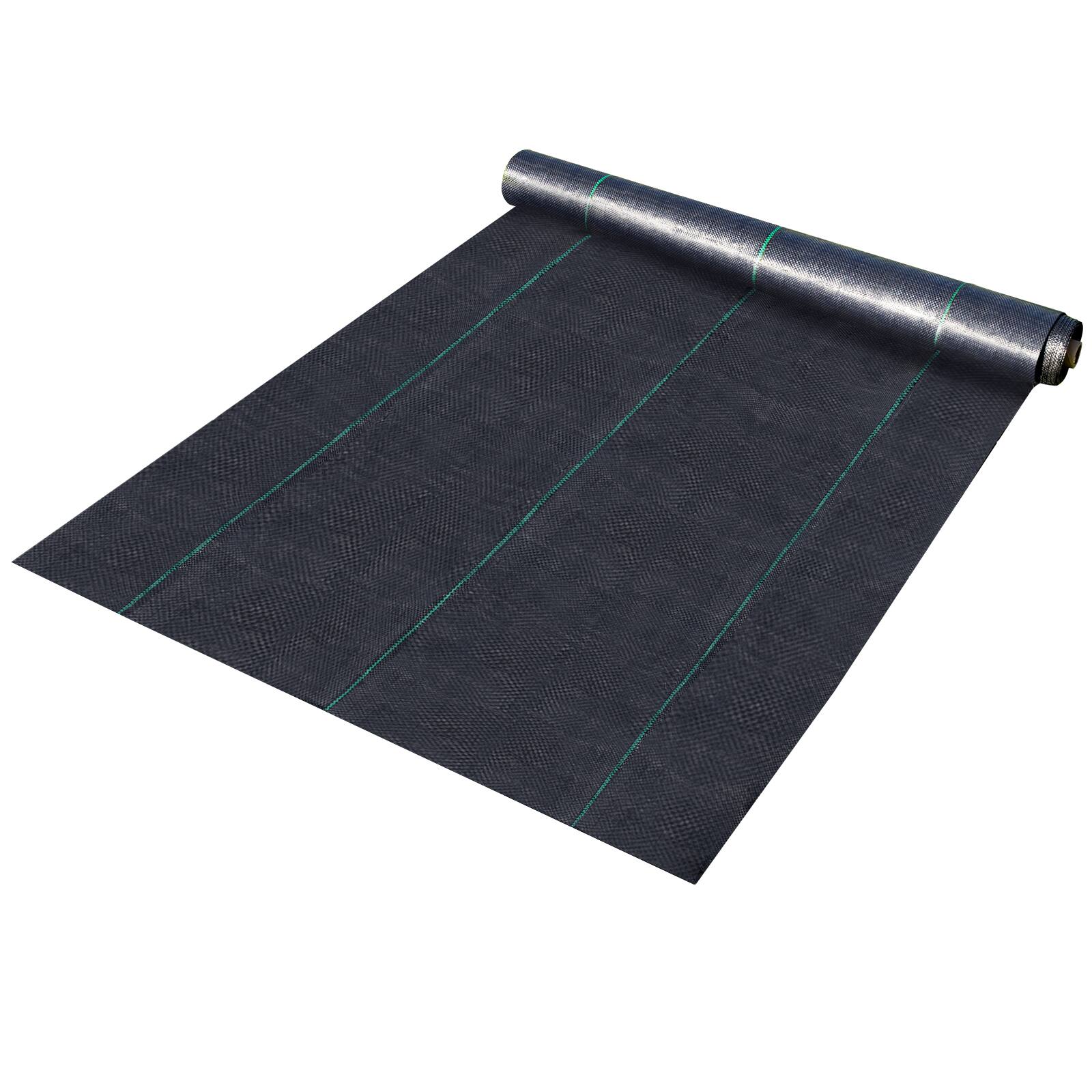 Alt View 5. VEVOR - 3FTx50FT Premium Weed Barrier Fabric Heavy Duty 5OZ, Woven Weed Control Fabric, High Permeability Good for Flower Bed - Black.