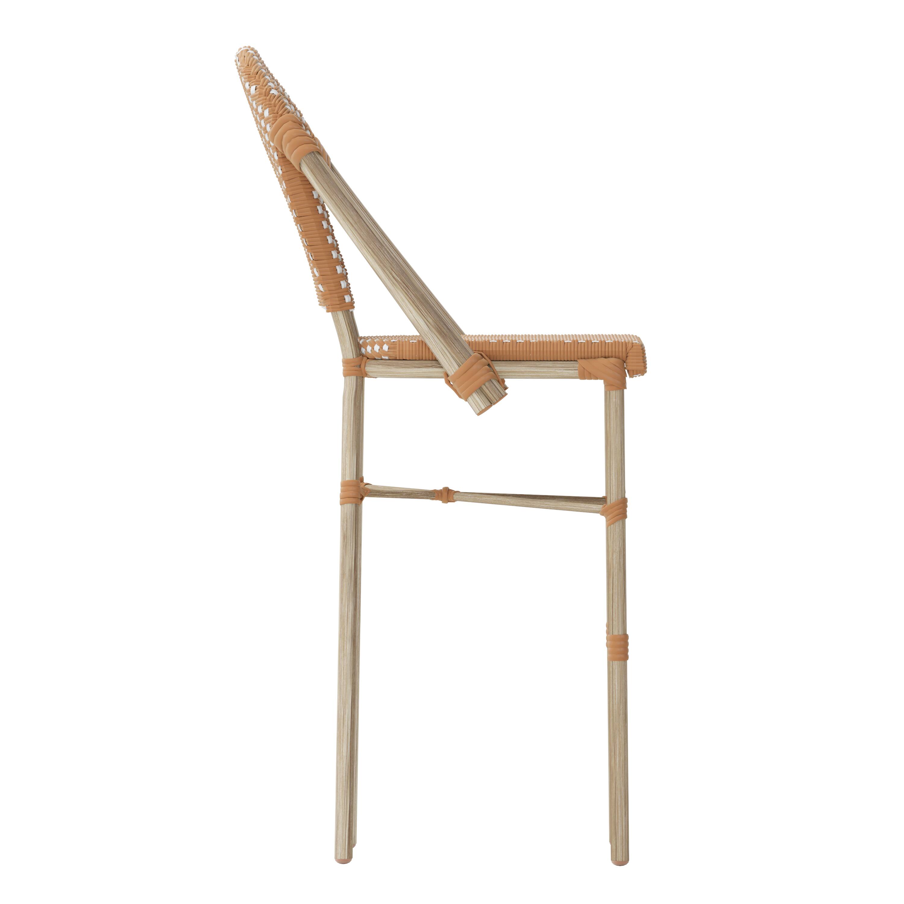 Alt View 9. Emma + Oliver - Colmar Set of Two Indoor/Outdoor 30" High Stacking Bistro Counter Stools with Patterned Seat and Back and Metal Frames - Natural & White/Light Natural Frame.