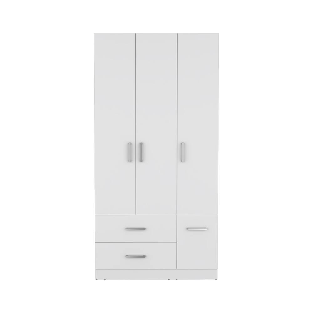 Front. TinyHomie - Four Door Armoire Crosby Bedroom White - White.