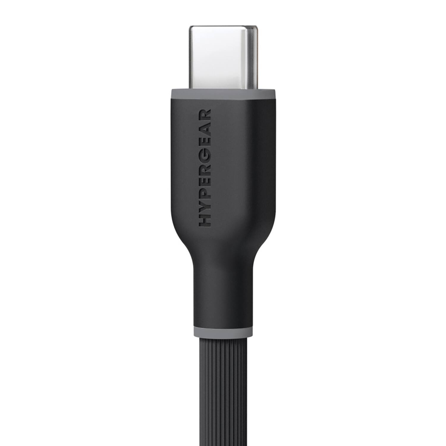Left. HyperGear - Hypergear 15910 Flexi Pro Usb-c To Usb-c Soft-touch Silicone Fast Charge And Sync Cable (10 Ft.; Black) - black.