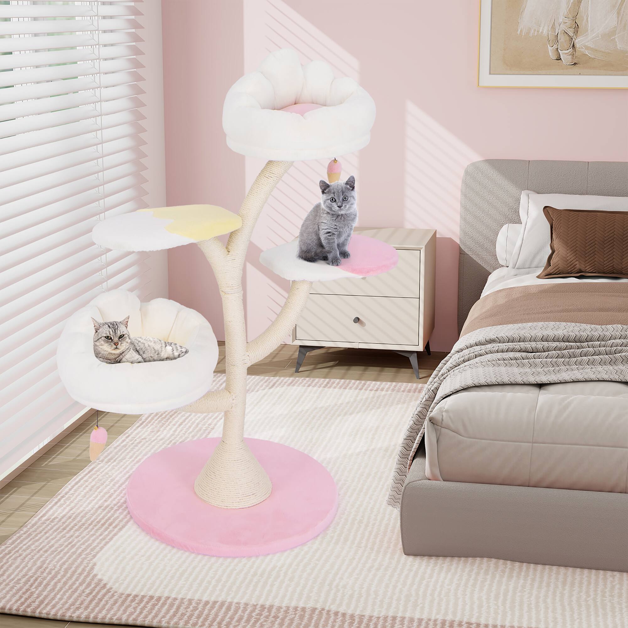 Alt View 4. Gymax - Gymax Multi-Layer Cat Tree Cute Cat Tower w/ 2 Cat Perches & 2 Platforms - GYM14414.