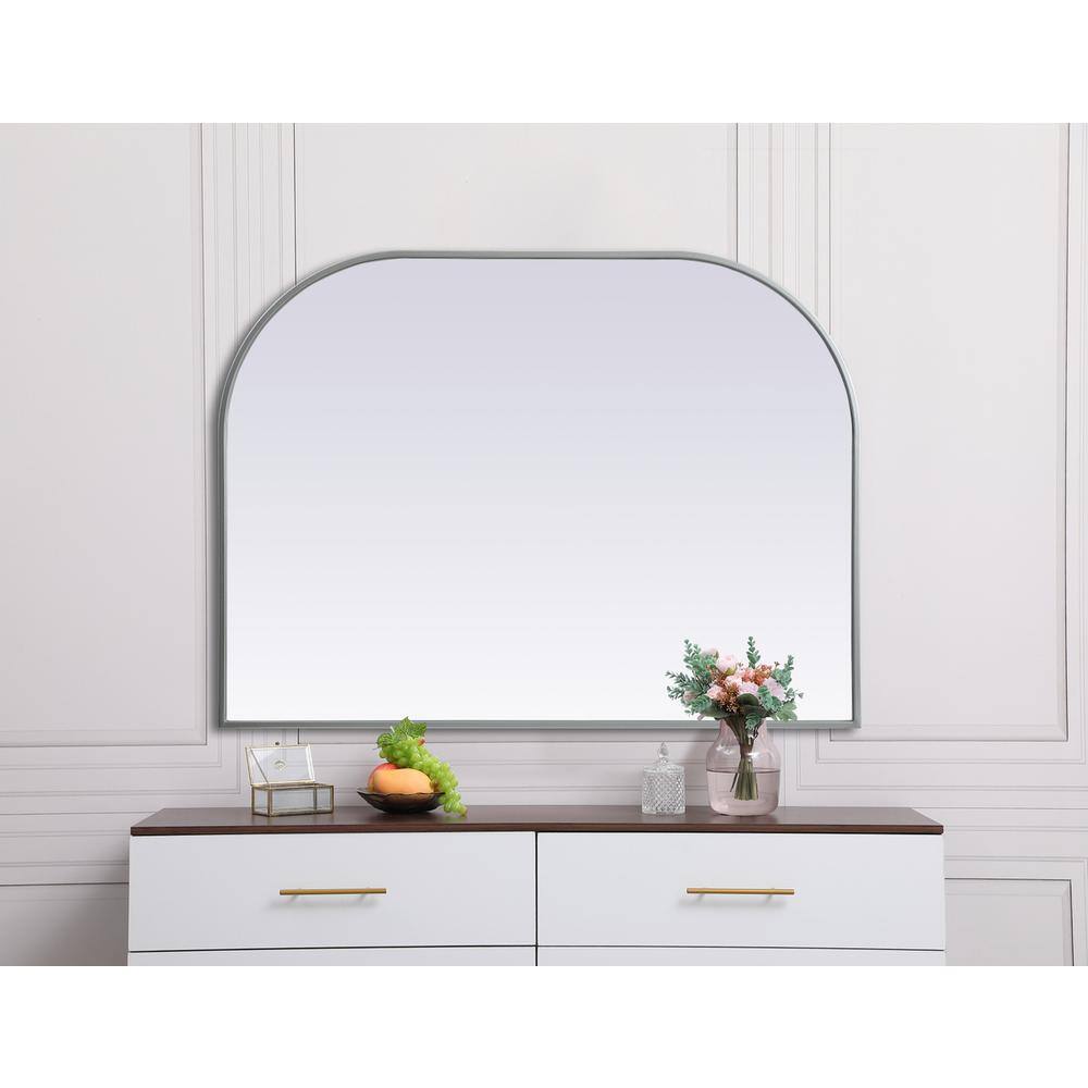 Alt View 3. Elegant Decor - Metal Frame Arch Mirror 40x30 Inch in Silver - Silver.