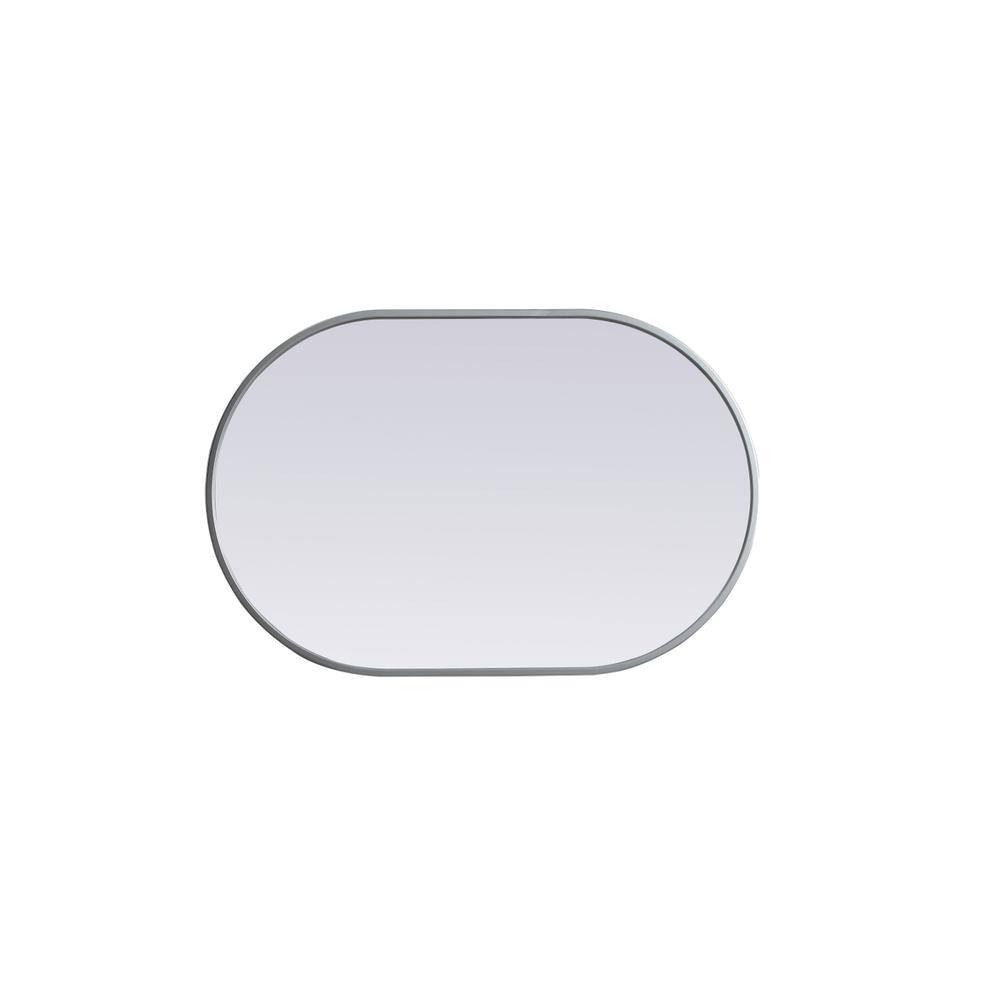 Back. Elegant Decor - Metal Frame Oval Mirror 20x30 Inch in Silver - Silver.