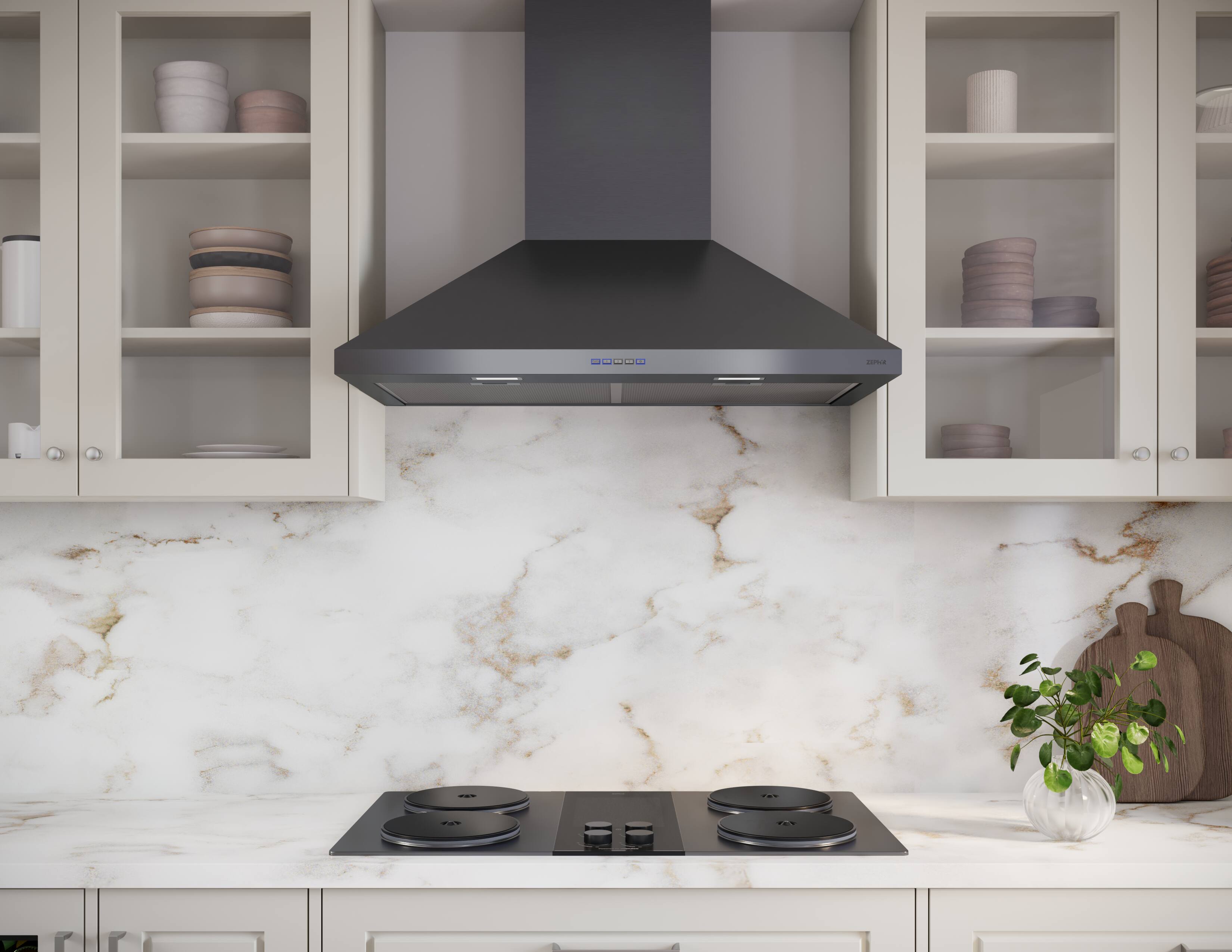 Alt View 11. Zephyr - Ombra 30 in. 600 CFM Wall Mount Range Hood - Black Stainless Steel.