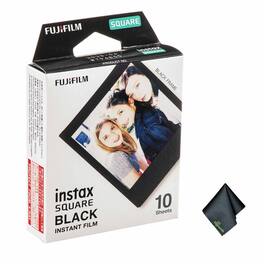 Fujifilm - INSTAX SQUARE Black Instant Film (10 Exposures), Microfiber Cleaning Cloth, Bundle