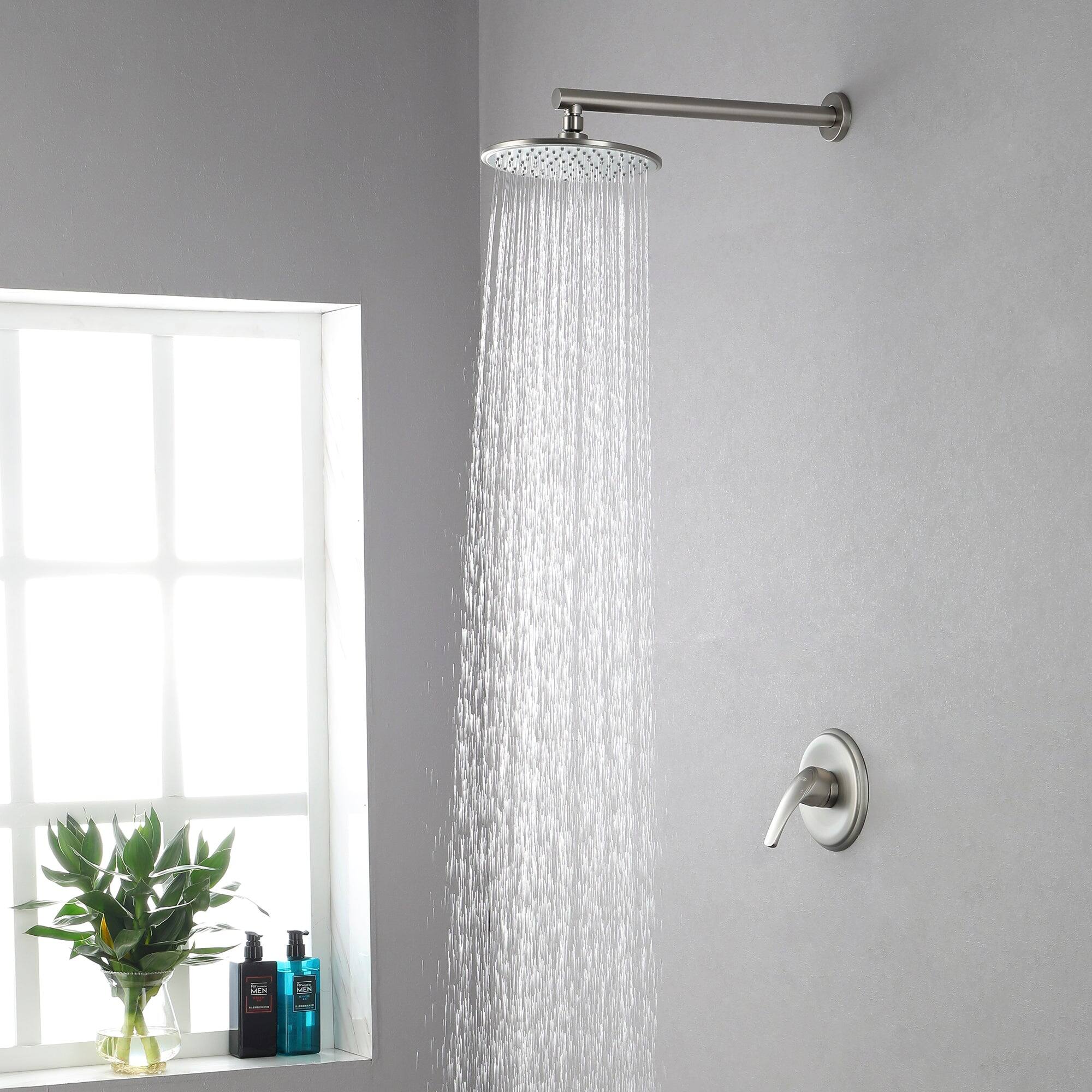 Alt View 8. Boyel Living - 1-Spray Patterns with 3.4 GPM 9 in. Wall Mount Rain Fixed Shower Head with Single Handle and Valve in Brushed Nickel - Brushed Nickel.