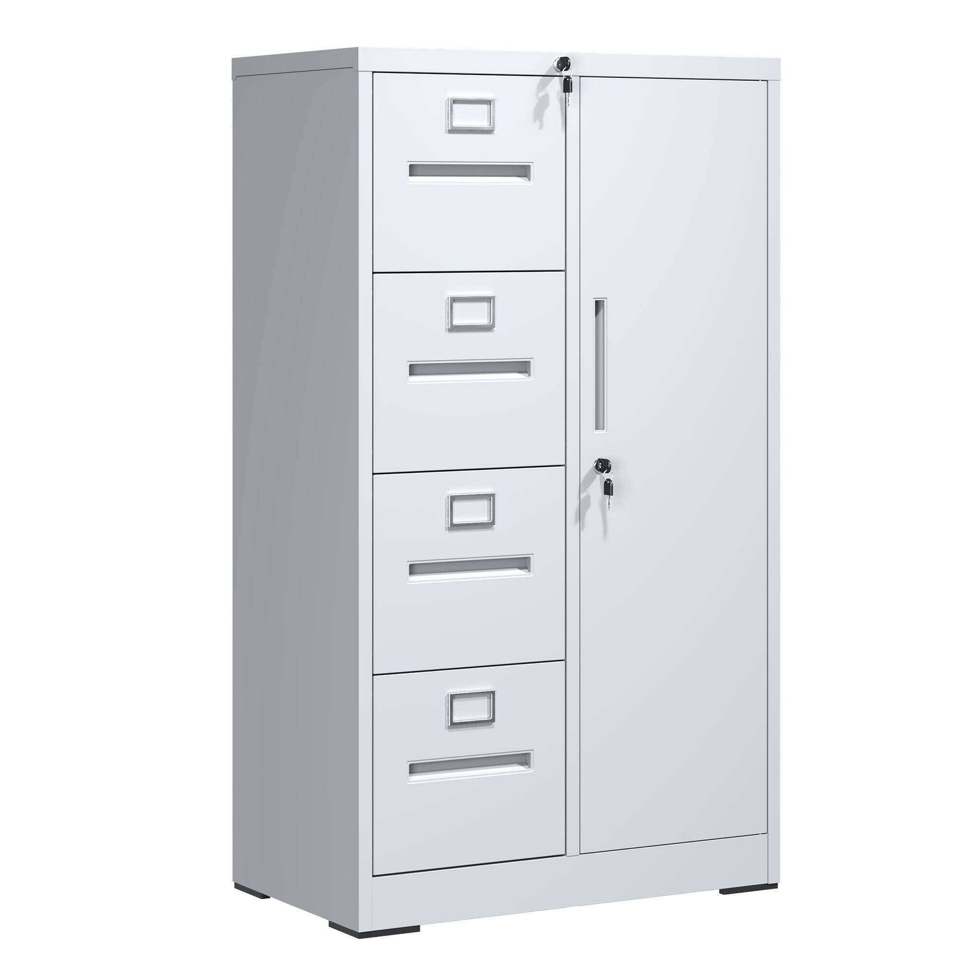 Alt View 3. Boyel Living - 4-Drawer Vertical Metal File Cabinet with Lock and Side Storage - White.