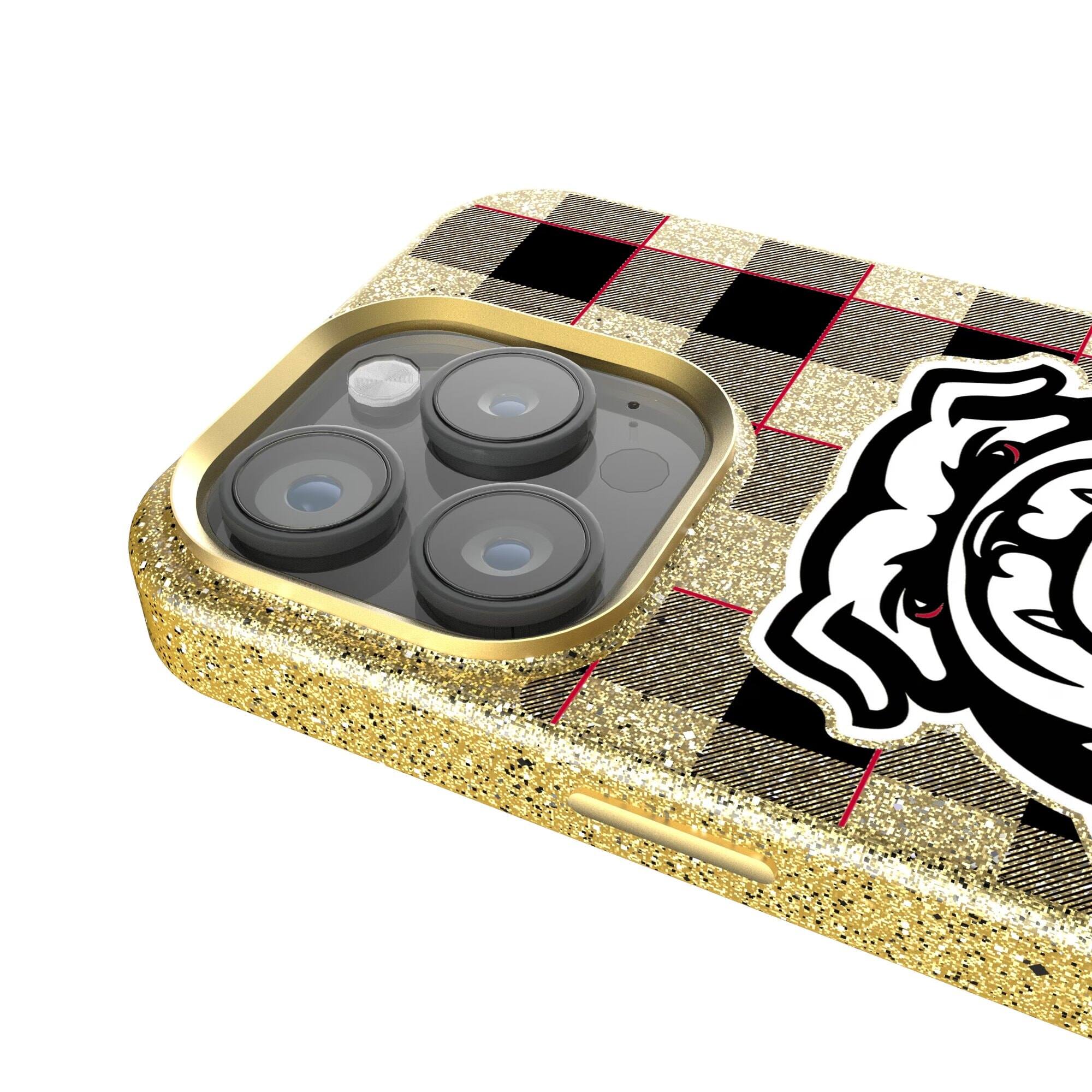 Alt View 3. Keyscaper - Georgia Bulldogs Plaid Bling iPhone Case - 16 Plus - Gold.