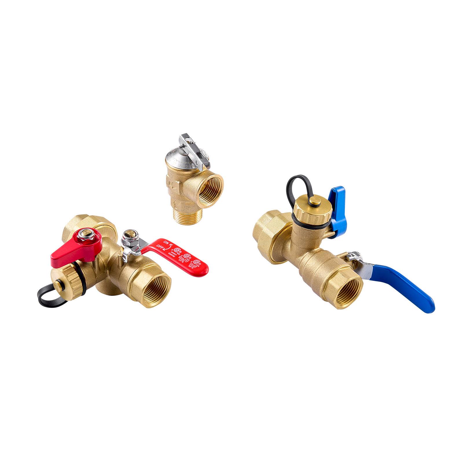 Alt View 5. VEVOR - Water Heater Kit, 3/4 Inch Tankless Water Heater Service Valve Kit with 2PCS 3/4″ NPT to 3/4″ NPT Isolation Valves - Copper.