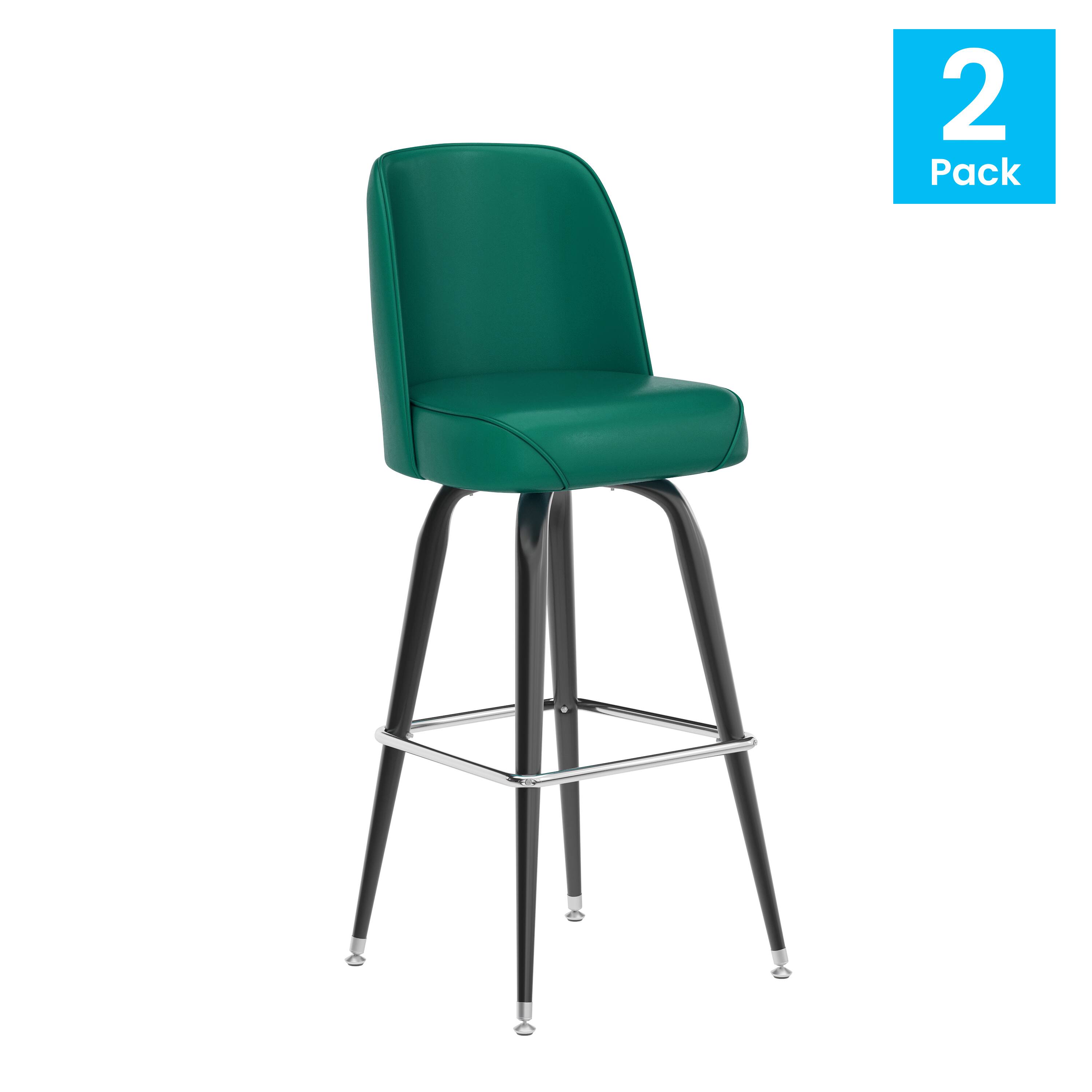 Alt View 1. Emma + Oliver - 2 Pack Metal Barstool with Swivel Bucket Seat - Green.