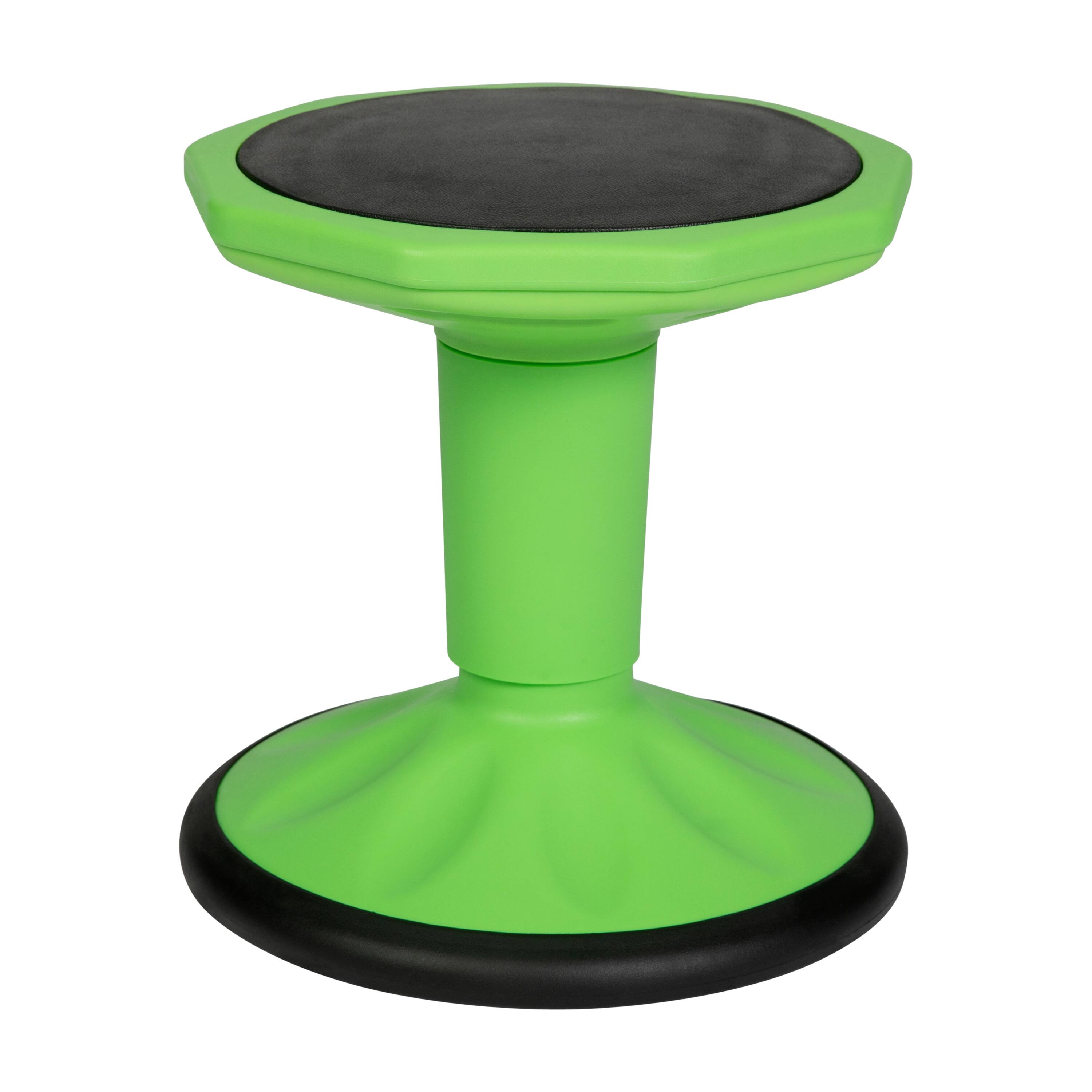 Left. Flash Furniture - Lucas Fixed Height Kids Flexible Active Stool for Classroom and Home with Non-Skid Bottom in Green, 14" Seat Height - Green.