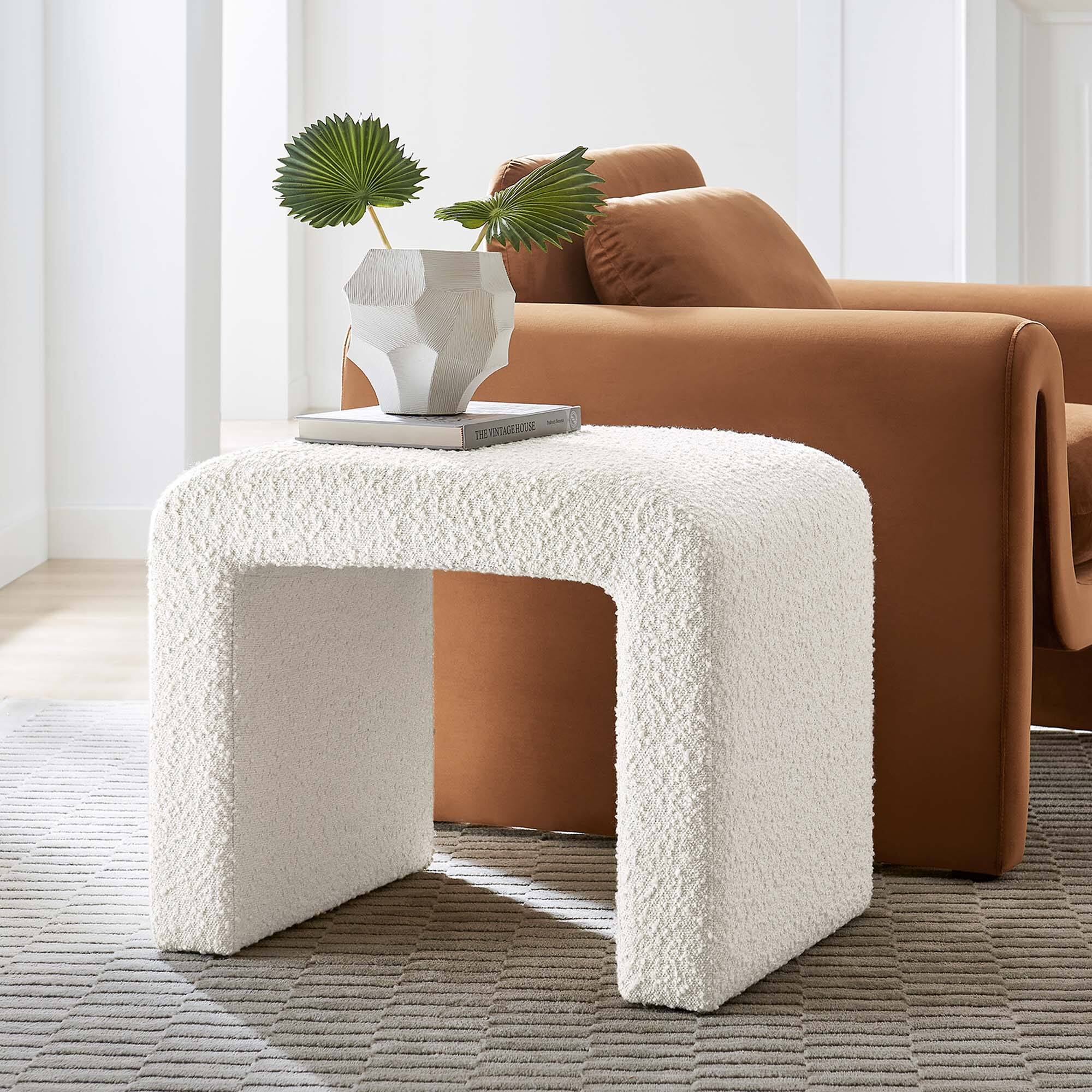Alt View 5. Modway - Simba Boucle Fabric Waterfall Stool by Modway - Ivory.