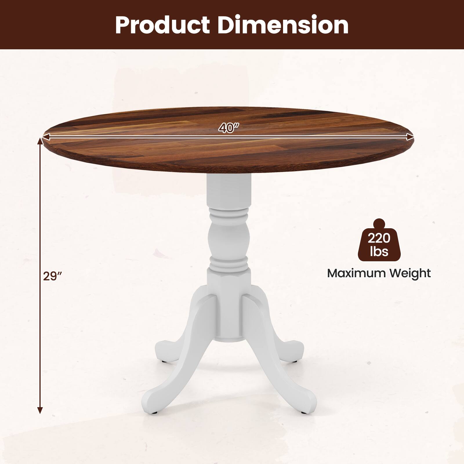 Product Dimension 40" 29" Maximum Weight 220 lbs