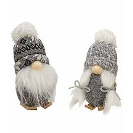 BreeBe - *Mr. & Mrs. White Skier Gnome Ornament 2 Asstd - Gray