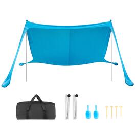 VEVOR - Beach Tent Sun Shelter, UPF50+ Sun Protection, 6.6 ft Tall, 11 x 11 ft, Easy Pop Up Beach Canopy with Sandbags - Blue
