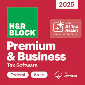 H&R Block
2025
Premium & Business Tax Software
Federal State
PC Download
WITH AI Tax Assist
AVAILABLE DECEMBER 2025