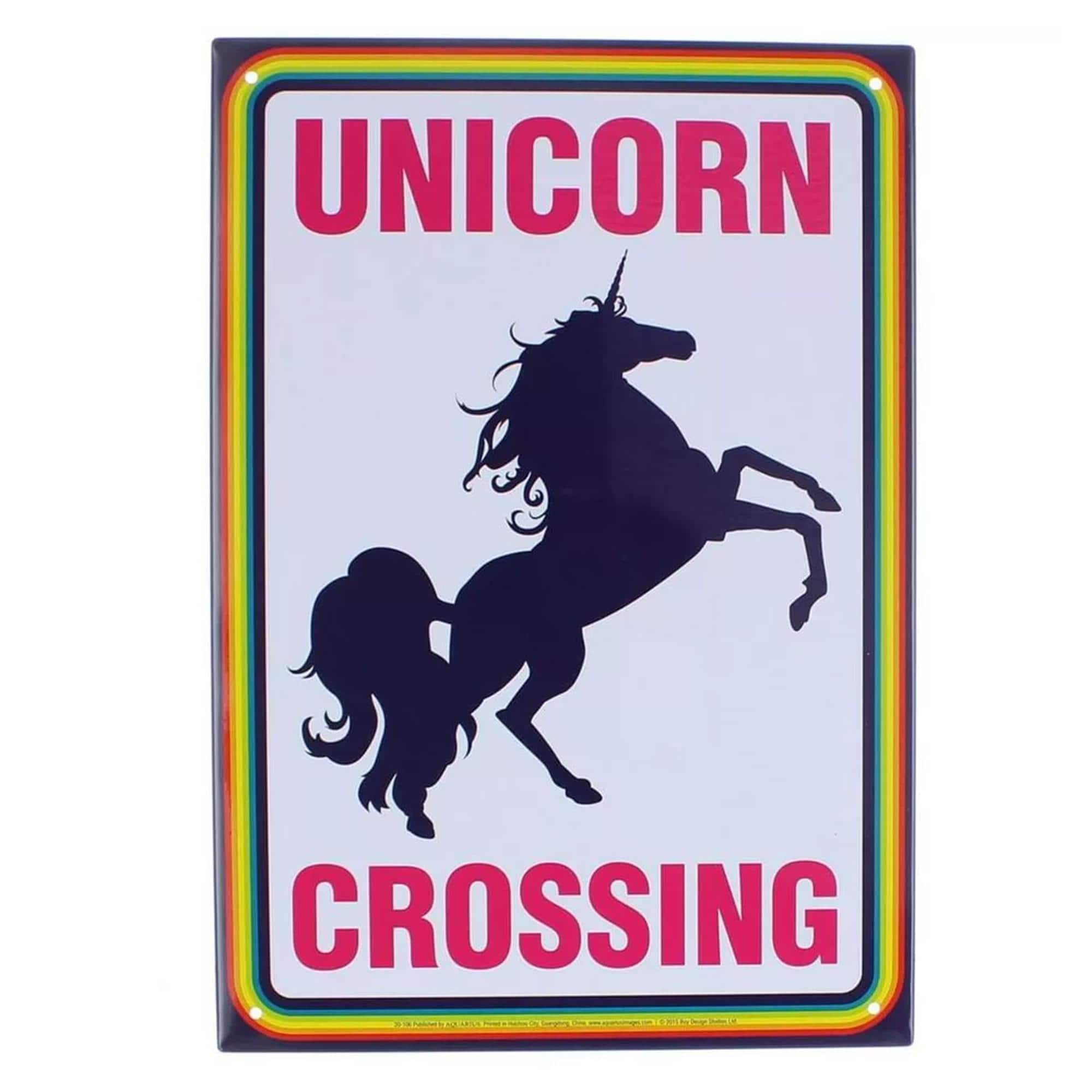 NMR Distribution - Unicorn Crossing 8" x 11.5" Tin Sign - Multicolored