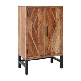 Manhattan Lane - 30 Inch Storage Cabinet, Handcrafted Rustic Brown Acacia Wood - Rustic Brown, Black