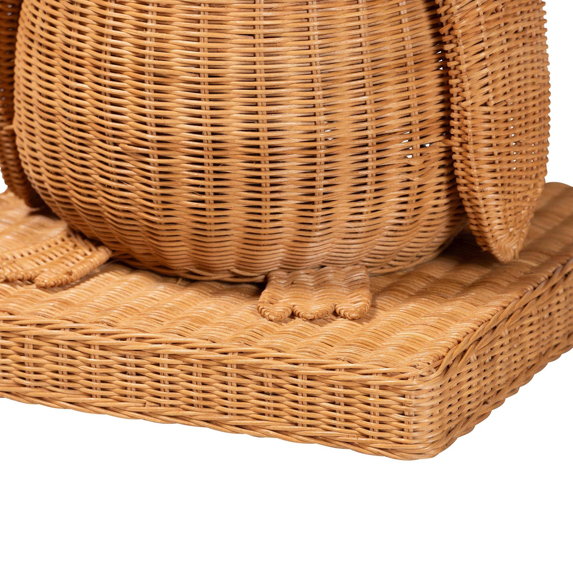 Alt View 2. bali & pari - Pembroke Penguin End Table - Handwoven Rattan Sculptural Accent Side Table with Platform Base - Light Honey.